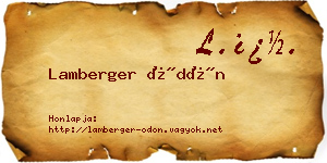 Lamberger Ödön névjegykártya